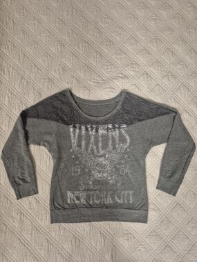 Stranded Gray New York Lace Graphic Y2K Sweatshirt Top S